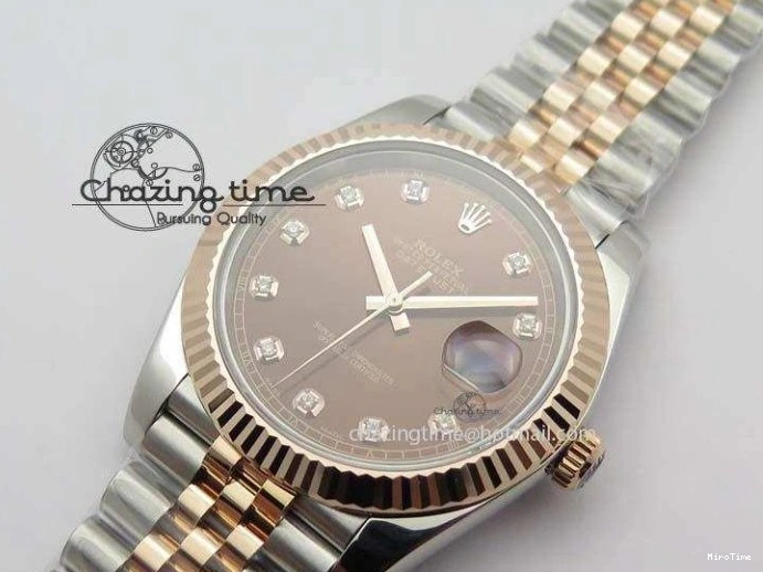 MiroTime 0313 Vibrant DateJust 41mm 126303 Noob 1:1 Best Edition RG Wrapped Brown Diam Dial Fluted Bezel On Jubilee Bracelet A 3781